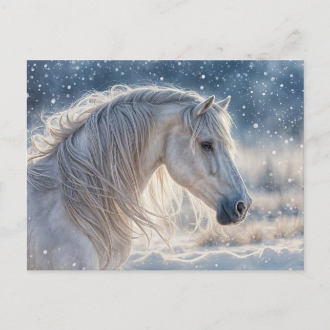 Pretty Horse in the Snow Seasons Greetings Holiday (Front)