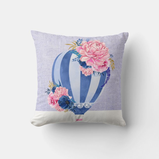 pretty hot air balloon soft liliac pink cushion (Front)