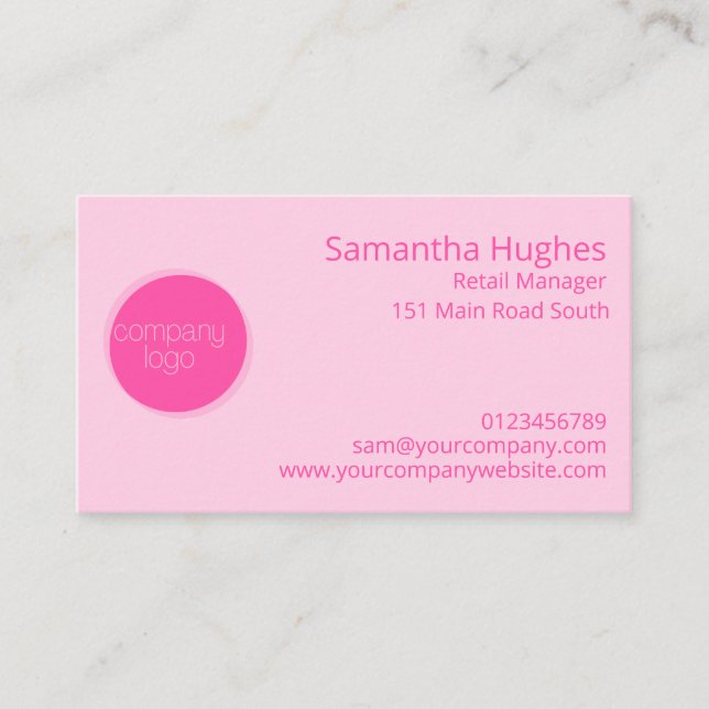 PRETTY HOT PINK COMPANY LOGO TEMPLATE CUSTOM  BUSINESS CARD (Front)