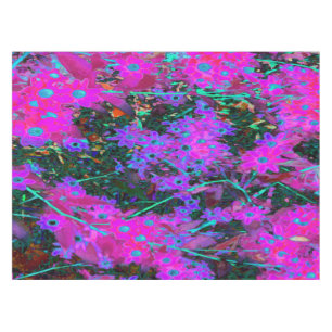 Pretty Hot Pink, Magenta and Aqua Blue Flowers Tablecloth