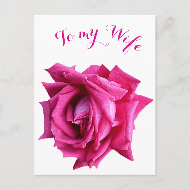 Pretty hot pink rose floral Happy  Valentine love Postcard (Front)
