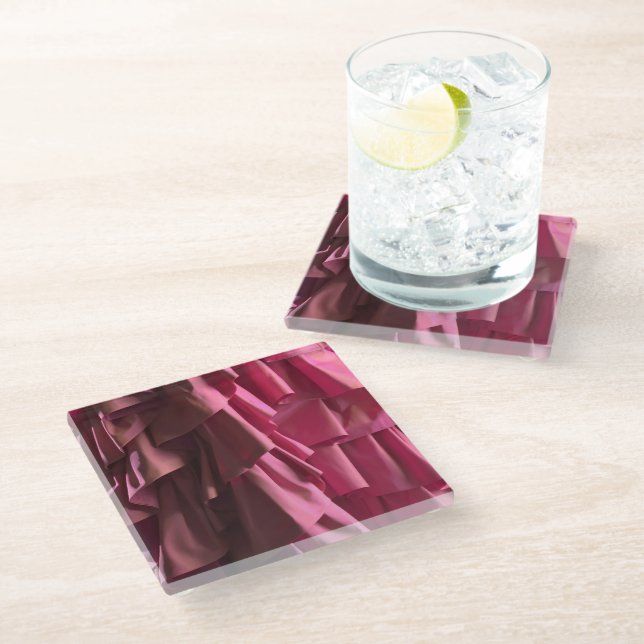 Pretty Hot Pink Ruffles Pattern Modern Coaster (Angled)
