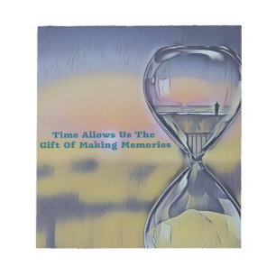 Pretty Hourglass Beachscape Making Memories Quote Notepad