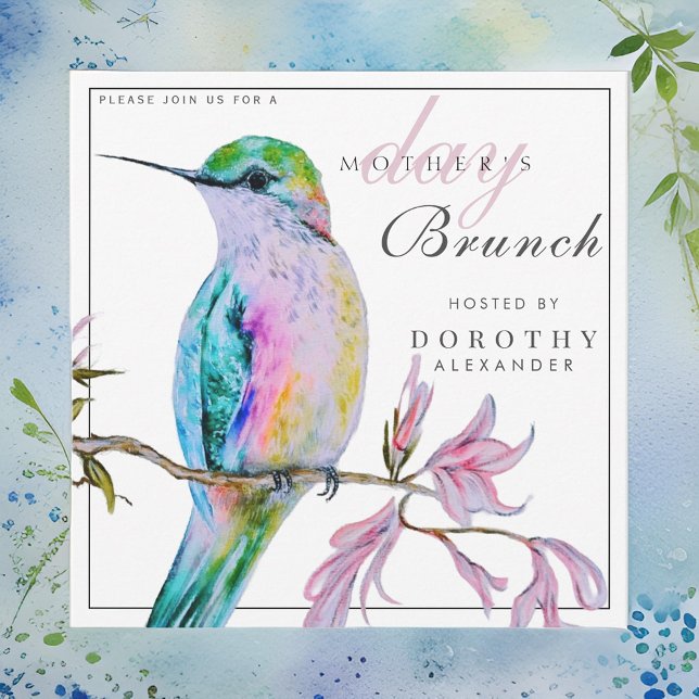 Pretty Hummingbird Mother's Day Brunch Invitation (Creator Uploaded)