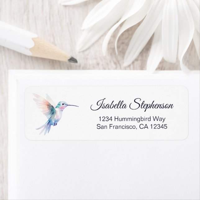 Pretty Hummingbird Return Address Label (Insitu)