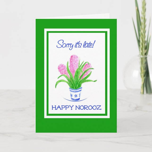 Pretty Hyacinths Belated Norooz, Persian New Year Holiday Card (Front)