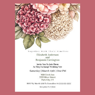 Pretty Hydrangea and Rose Wedding Invitation