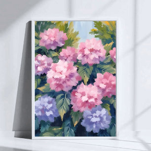Pretty Hydrangea Blooms   Floral Watercolor Poster