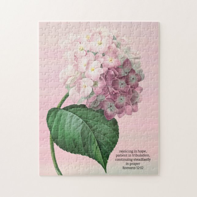 Pretty Hydrangea Flowers Art Faith Puzzle (Vertical)