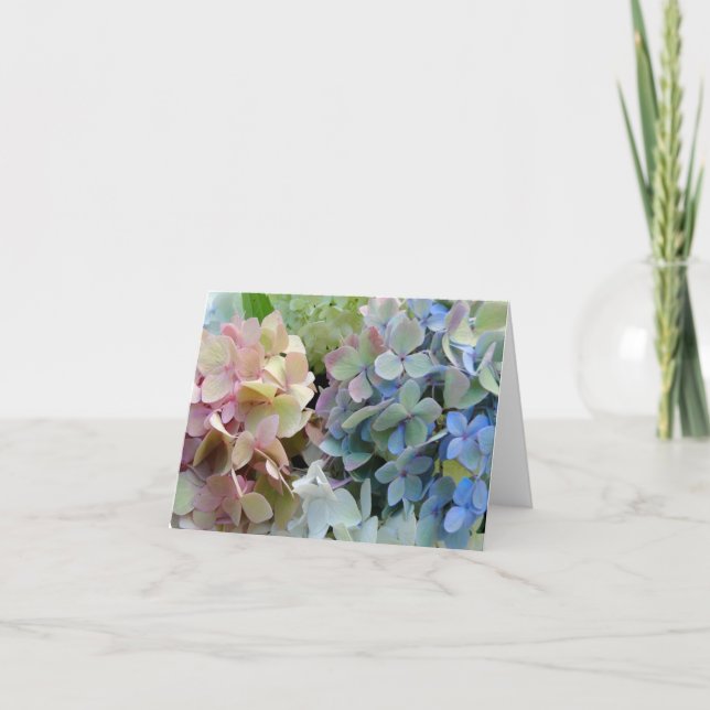 Pretty Hydrangea Flowers Blank Note Card (Front)