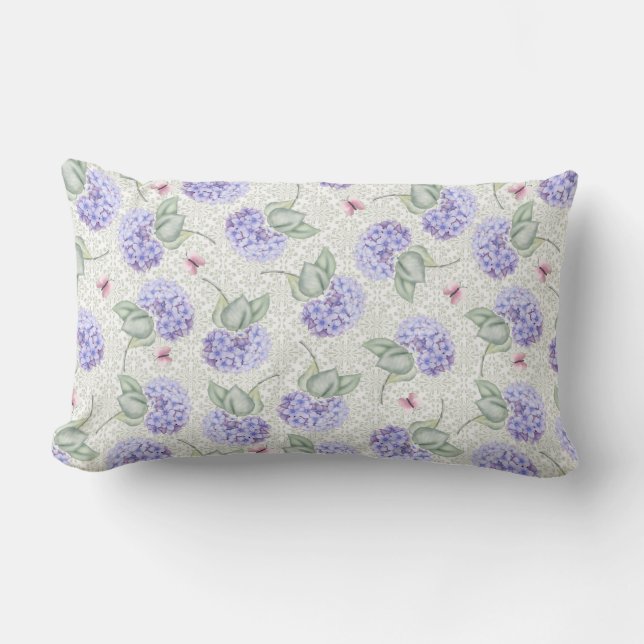 Pretty Hydrangea Lumbar Cushion (Front)