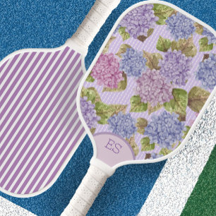 Pretty hydrangea purple stripe pickleball paddle