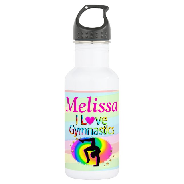 PRETTY I LOVE GYMNASTICS CUSTOM WATER BOTTLE (Front)