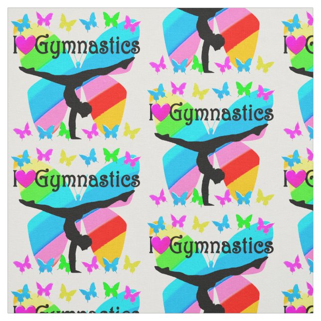 PRETTY I LOVE GYMNASTICS DESIGN FABRIC (Swatch)