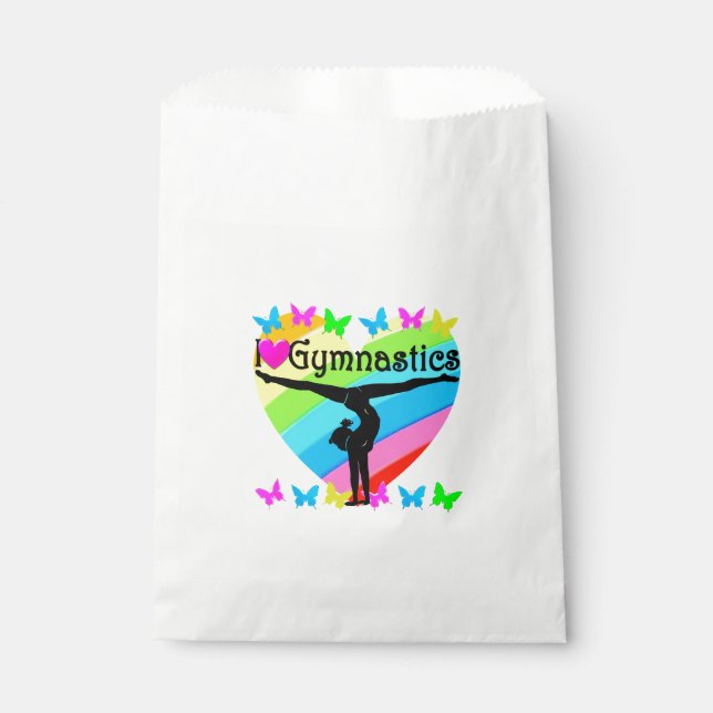 PRETTY I LOVE GYMNASTICS RAINBOW DESIGN FAVOUR BAG (Front)