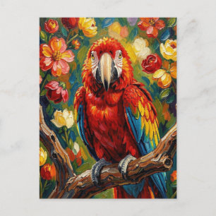 Pretty Impasto Macaw Parrot   Keeping in Touch Postcard