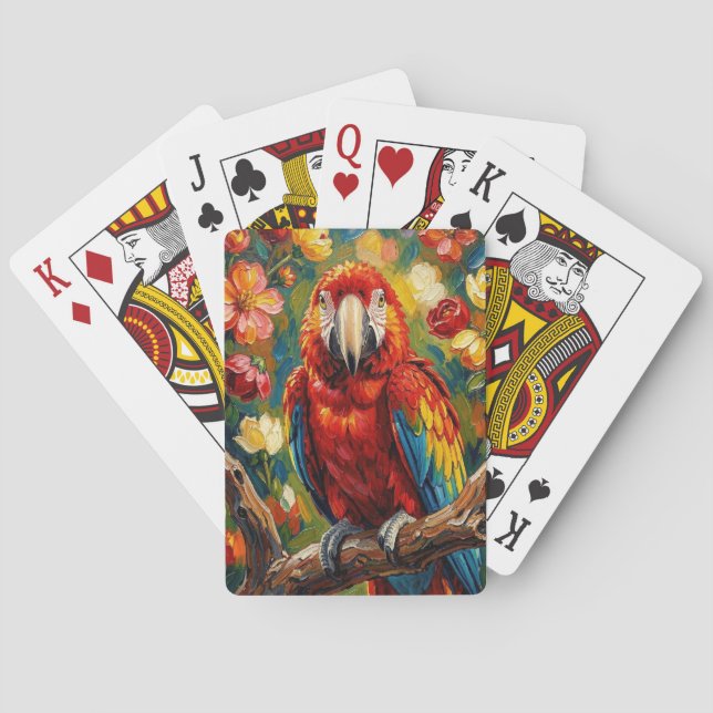Pretty Impasto Macaw Parrot  Playing Cards (Back)