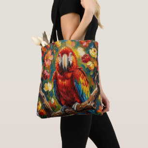 Pretty Impasto Macaw Parrot Tote Bag