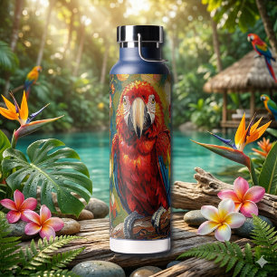 Pretty Impasto Macaw Parrot  Water Bottle
