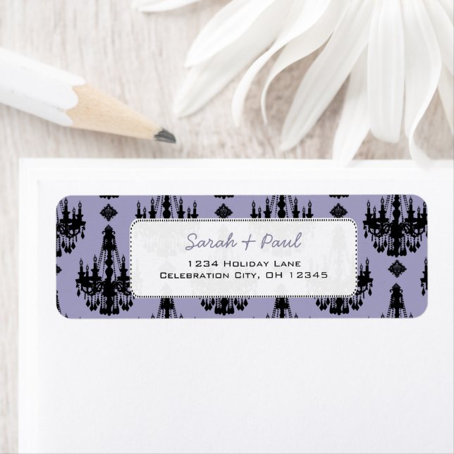 Pretty in Dusty PURPLE Chandeliers Return Address Label (Insitu)