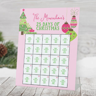 Pretty in Pink 25 Days of Christmas Activity Pedestal Sign