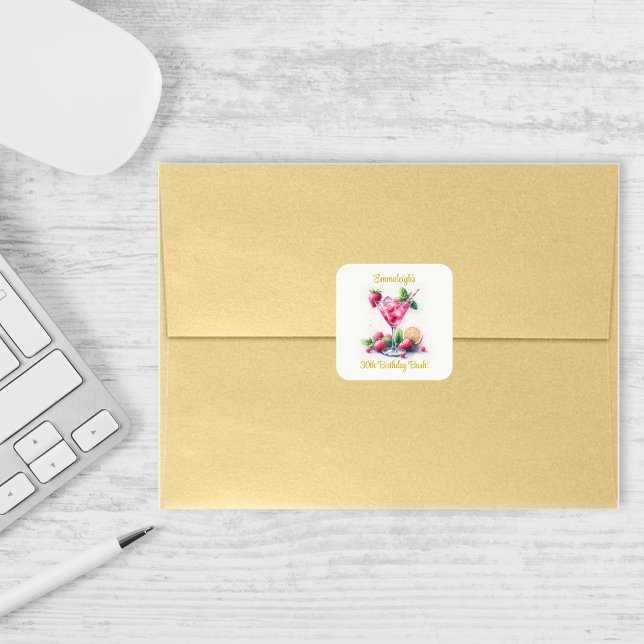 Pretty in Pink 30th Birthday Celebration Square Sticker (Creator Uploaded)