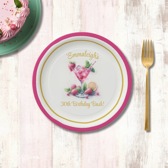 Pretty in Pink 30th Birthday Vibrant Celebration Paper Plate (Creator Uploaded)
