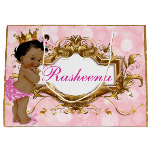 Pretty in Pink African Princess Pink & Gold Large Gift Bag