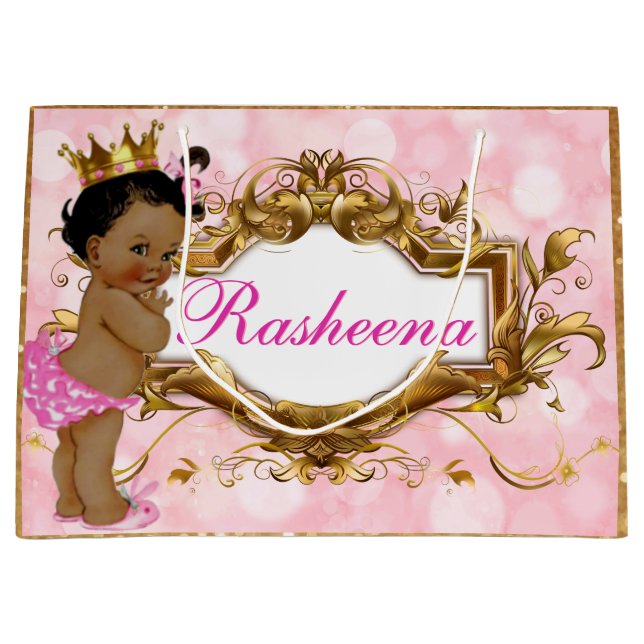 Pretty in Pink African Princess Pink & Gold Large Gift Bag (Front)