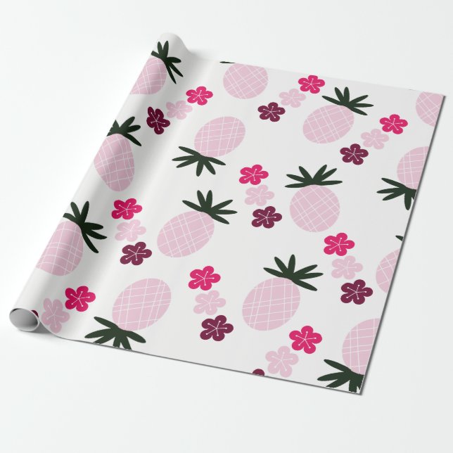 Pretty in Pink Aloha Wrapping Paper (Unrolled)