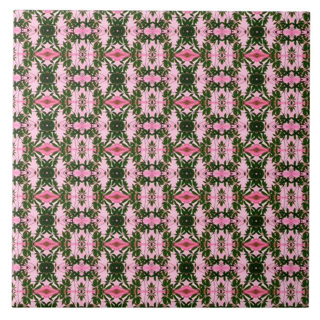 Pretty in Pink and Green Ceramic Tile (Front)