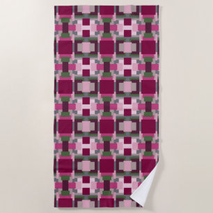 Pretty In Pink And Green Colour Block Beach Towel