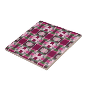 Pretty In Pink And Green Colour Block  Ceramic Tile