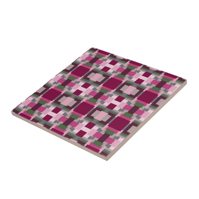 Pretty In Pink And Green Colour Block  Ceramic Tile (Side)