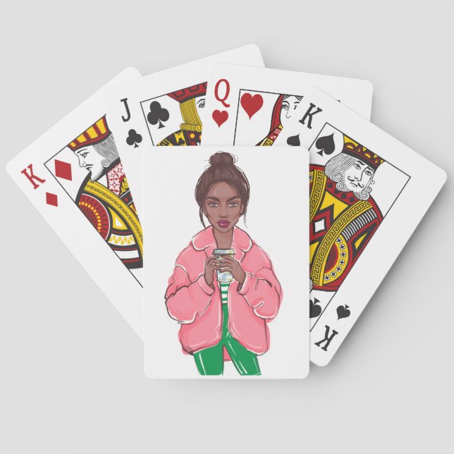 Pretty in Pink and Green Playing Cards (Back)