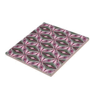 Pretty In Pink And Green Stretched Colour Block  Ceramic Tile