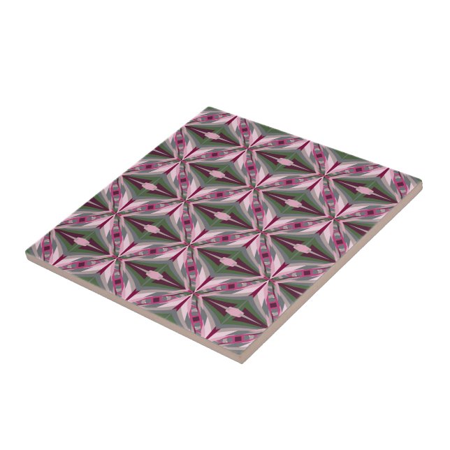 Pretty In Pink And Green Stretched Colour Block  Ceramic Tile (Side)