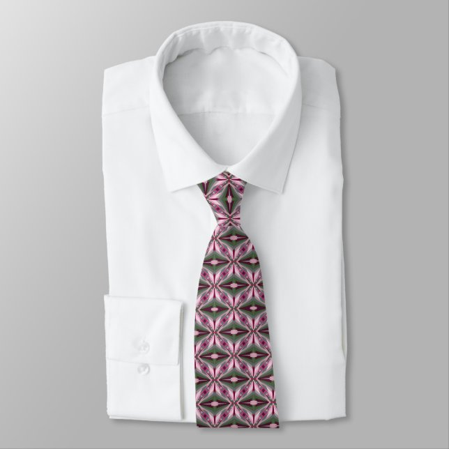 Pretty In Pink And Green Stretched Colour Block Tie (Tied)