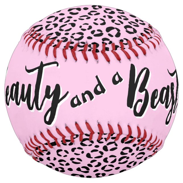 Pretty in Pink Animal Print (personalize) Softball (Back)