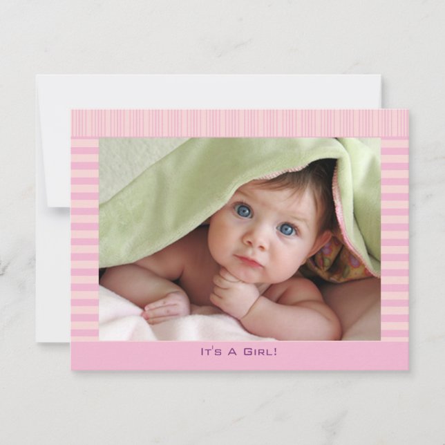 Pretty In Pink Baby Girl Announcement (Front)