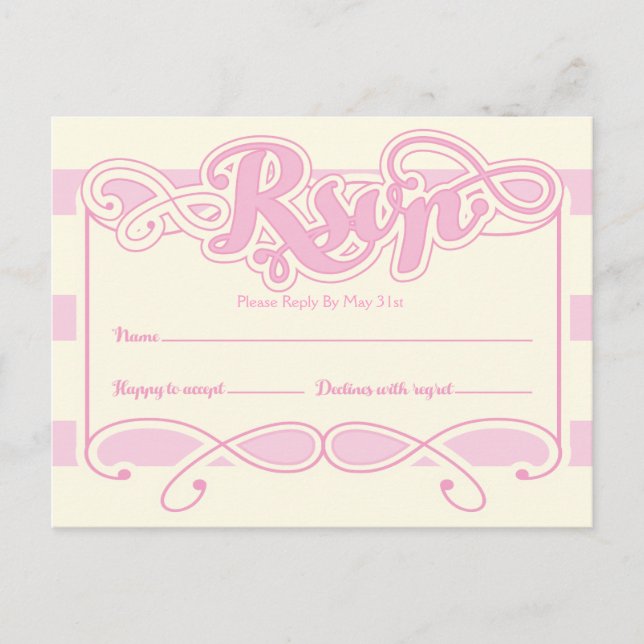 Pretty In Pink Baby Shower, RSVP Cards (Front)