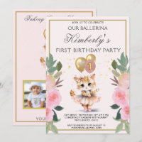 Pretty in Pink Ballerina Girl First Birthday