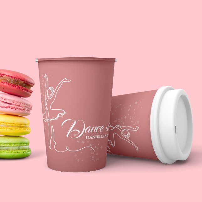 Pretty in Pink Ballerina Girl's Birthday Party Paper Cups (In use)