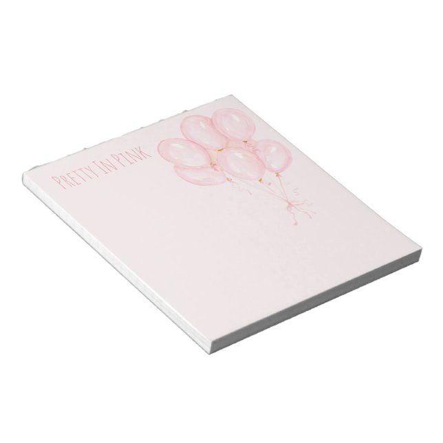 Pretty In Pink Balloons Notepad (Angled)