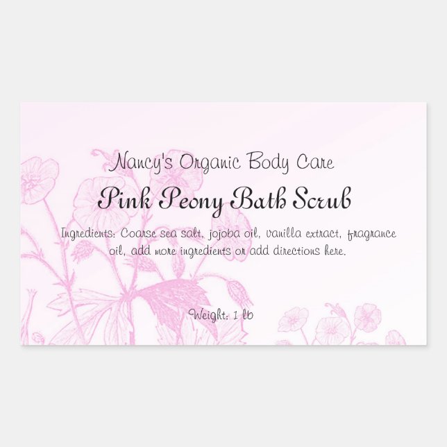 Pretty In Pink Bath Products Soap Label (Front)