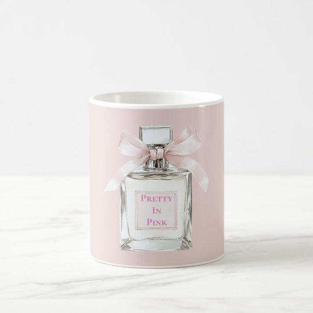 Pretty in Pink Blush Bow Perfume Bottle Coffee Mug (Center)
