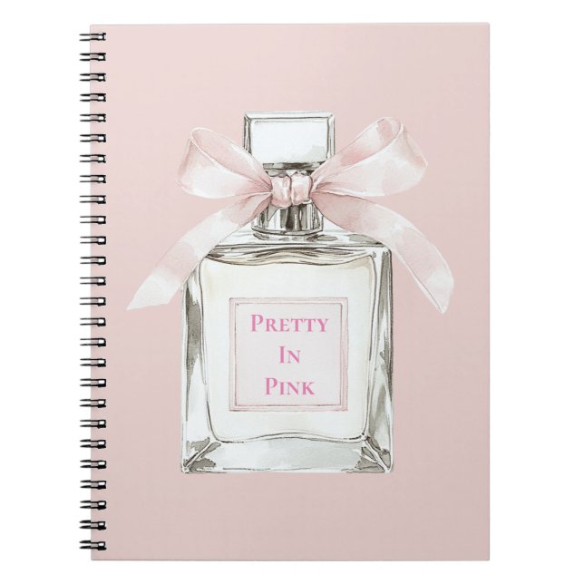 Pretty in Pink Blush Bow Perfume Bottle Notebook (Front)