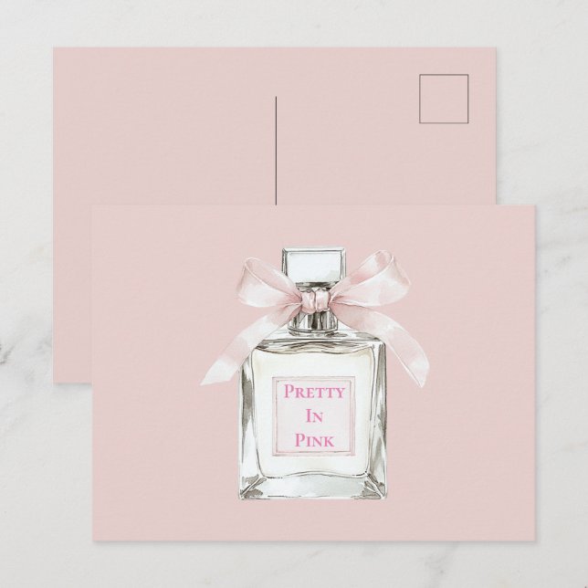 Pretty in Pink Blush Bow Perfume Bottle Postcard (Front/Back)