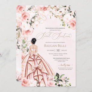 Pretty in Pink Blush Roses Sweet 16 Birthday Invitation