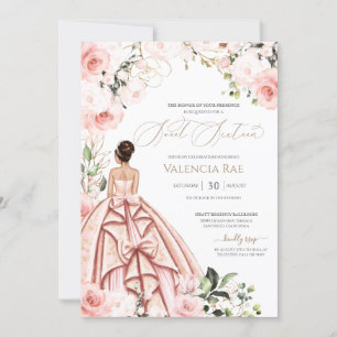 Pretty in Pink Blush Roses Sweet Sixteen Birthday Invitation